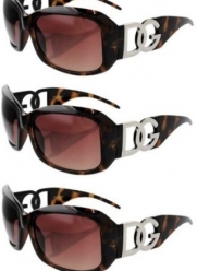 3 PACK Tortoise DG Eyewear Designer Womens Fashion Sunglasses