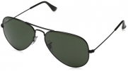 Ray-Ban RB3025 Aviator Large Metal Non-Polarized Sunglasses,Black Frame/Crystal Green G-15XLT Lens,58mm
