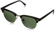 Ray-Ban RB3016 Classic Clubmaster Sunglasses, Non-Polarized, Ebony/Arista Frame/Crystal Green Lens, 49 mm