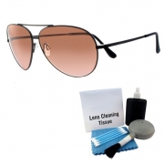 Serengeti 5222 Aviator Sunglasses Large Aviator Matte Black Frames Photochromic with Enhanced Lens Cleaning Kit