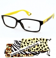 D1028-DP Dg Eyewear Clear Lens Eyeglasses Sunglasses (1268 black/yellow, clear)