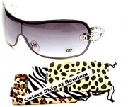 D1068-dp Dg Eyewear Semi Rimless Shield Sunglasses (108 Silver/White, gradient)