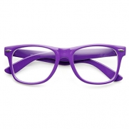 Retro Party Super Neon Color Horn Rimmed Style Eyeglasses Clear Lens Glasses (Purple)