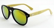 Genuine Bamboo Sunglasses Horn Bridge Eyeglasses Colorful Party Mirrored Sunglasses-6027 (black, gold)