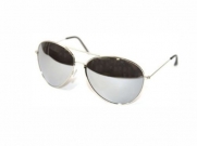 Aviator Sunglasses Silver Frame Mirror Lens 01