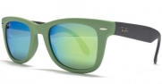 Ray Ban RB4105 Fold Wayfarer Sunglasses-6021/19 Green (Green Mirror Lens)-50mm