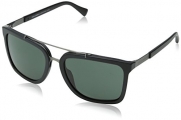 D&G Dolce & Gabbana Men's Logo Plaque Square Sunglasses, Matte Black & Grey Green, 57 mm