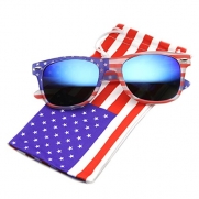 zeroUV - American Flag USA Patriotic Flash Mirror Lens Horn Rimmed Sunglasses (Patriot Series | Frost-Flag Ice)