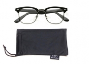 Wayfarer Sunglasses Classic 80's Vintage Style Design (1/2 Frame Clear/Black & My Shade Pouch)
