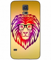 Geek Lion in Glasses Plastic Phone Case Back Cover Samsung Galaxy S5 I9600 comes with Security Tag and MyPhone Designs(TM) Cleaning Cloth
