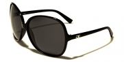 Women's Designer Style Vintage Oversized Polarized Sunglasses with White Malibu Eyewear® Microfiber Pouch (Black)