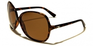 Women's Designer Style Vintage Oversized Polarized Sunglasses with White Malibu Eyewear® Microfiber Pouch (Tortoise)