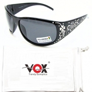 Vox Women's Polarized Sunglasses Designer Fashion Eyewear Free Microfiber Pouch - Black Frame - Smoke Lens