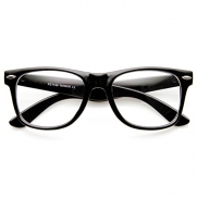 zeroUV - Retro Party Super Neon Color Horn Rimmed Style Eyeglasses Clear Lens Glasses (Black)
