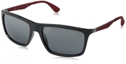 Ray-Ban Mens 0RB4228 Rectangular Sunglasses, Shiny Grey,Mirror Silver & Gradient Rubber Red, 58 mm