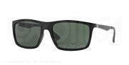 Ray-Ban Mens 0RB4228 Rectangular Sunglasses, Matte Black,Green Rubber & Grey, 58 mm