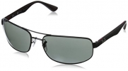 Ray-Ban Mens 0RB3445 Polarized Rectangular Sunglasses, Matte Black,Polar Dark Grey Top & Matte Black On Transparent Red, 64 mm