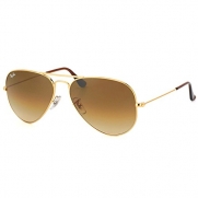 Authentic Ray-Ban Aviator RB 3025 001/51 55mm Gold / Brown Gradient Lenses Small