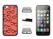 Hipster Glasses Colorful Spectacles Red Plaid Background Plastic Phone Case Back Cover For Apple iPhone 5c comes with Security Tag and MyPhone Designs(TM) Cleaning Cloth