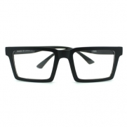 Matte Black Square Geometric Wayfarer Clear Lens Eye Glasses