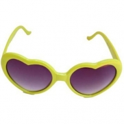 QLook Womens Neon Heart Shaped Lolita Sunglasses, Yellow