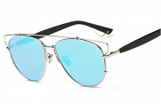 GAMT Retro Vintage Mirrored Aviator Sunglasses Metal Frame Glass Lens Classic Style (blue, grey)