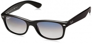 Ray-Ban RB2132 New Wayfarer Sunglasses,52 mm, Matte Black Frame/Blue-Grey Polarized Lens