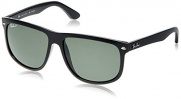 Ray-Ban Men's RB4147 Polarized Square Sunglasses, Black & Crystal Green Polarized, 60 mm