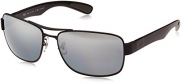 Ray-Ban Mens 0RB3522 Polarized Rectangular Sunglasses, Matte Black,Grey Mirror,Silver & Polar Black, 61 mm