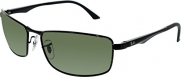 Ray-Ban 0RB3498 002/9A Polarized Rectangular Sunglasses,Black/Polarized Green Lens,61 mm