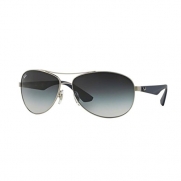 Ray-Ban Men's 0RB3526 Square Sunglasses, Matte Silver Grey Gradient & Blue, 63 mm