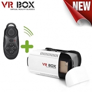 [With Bluetooth Remote Controller] Fuleadture 3D VR Glasses Virtual Reality Headset 3D Video Games VR Box Adjust Google Cardboard for iPhone, Samsung, HTC, LG and Other 3.5~6.0 Smartphones