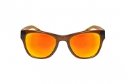8wake Bamboo Wayfarer POLARIZED Sunglasses Featuring Mirror Lenses, Includes Soft Case, Poplar Brown Orange Model