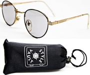 V3022-OP Style Vault Metal 1 3/4 Lens Round Sunglasses (851 Gold/Black-Light Lens)
