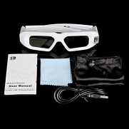 SainSonic 2015 NEW Zebra 10M 144Hz 3D Active Rechargeable Shutter Glasses for SamSung Vizio Acer ViewSonic BenQ Vivitek Optoma 3D DLP-Link Ready Projector, HDTV (White)