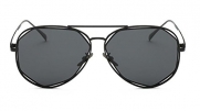 GAMT Color Film Polygon Polarized Aviator Sunglasses Fashion Unisex Eyewear Reflective Lens Black