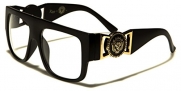 Kleo Flat Top Aviator RX Glasses Gold Buckle Hip Hop Rapper DJ Celebrity Clear Lens Sunglasses