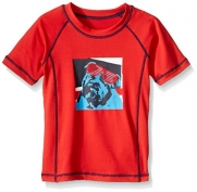 Wes and Willy Toddler Boys Sunglass Dog Rash Guard, Bright Red, 4T