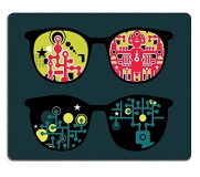 Liili Mouse Pad Natural Rubber Mousepad Retro eyeglasses with robots reflection in it IMAGE ID 13013600