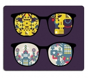 Liili Mouse Pad Natural Rubber Mousepad Retro eyeglasses with robots reflection in it IMAGE ID 13013601