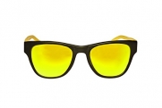 8wake Bamboo Wayfarer POLARIZED Sunglasses Featuring Mirror Lenses, Includes Soft Case, Poplar Black Yellow Model