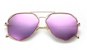 GAMT Color Film Polygon Polarized Aviator Sunglasses Fashion Unisex Eyewear Reflective Lens Purple