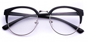 Cateyes Vintage Retro Clear Semi-Rimless Round Clear Lens Cat-Eye Eyeglasses
