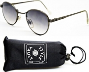 V3022-OP Style Vault Metal 1 3/4 Lens Round Sunglasses (851 Gunmetal Silver-Light Lens)
