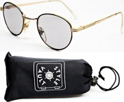 V3022-OP Style Vault Metal 1 3/4 Lens Round Sunglasses (851 Gold/Brown-Light Lens)