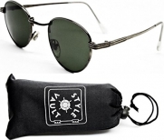 V3022-OP Style Vault Metal 1 3/4 Lens Round Sunglasses (851 Gunmetal silver)