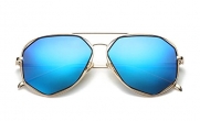 GAMT Color Film Polygon Polarized Aviator Sunglasses Fashion Unisex Eyewear Reflective Lens Blue