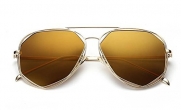 GAMT Color Film Polygon Polarized Aviator Sunglasses Fashion Unisex Eyewear Reflective Lens (Brown, 58)