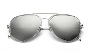 GAMT Color Film Polygon Polarized Aviator Sunglasses Fashion Unisex Eyewear Reflective Lens Silver