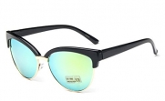 Caixia Women's Half Frame Cat-eye 58mm Sunglasses (black+yellow)